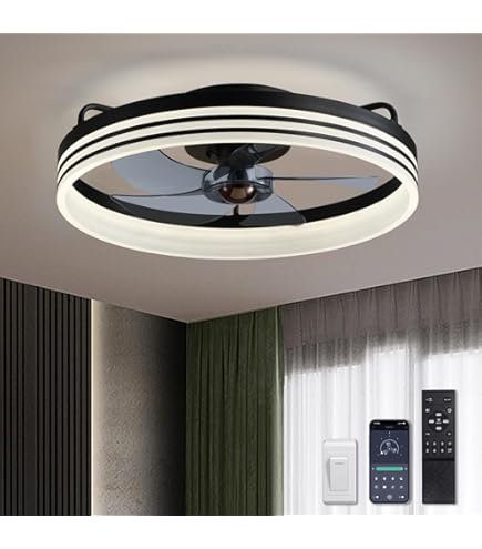 FANNEHONNE 20'' Ceiling Fans With Lights And Remote, Low Profile Flush - View #6