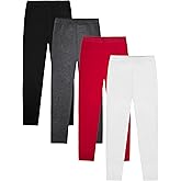 VOGRYE 4 Pack Girls Leggings Thick Cotton Leggings for Kids Full Length Pants Stretchy