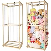 TNAMASUN 63” Large Stuffed Animal Storage for Children-Wood Plush Storage Organizer Shelf with Elastic Cord for Birthday Gift for Toddler Baby Kid, Play Room Decor Corner
