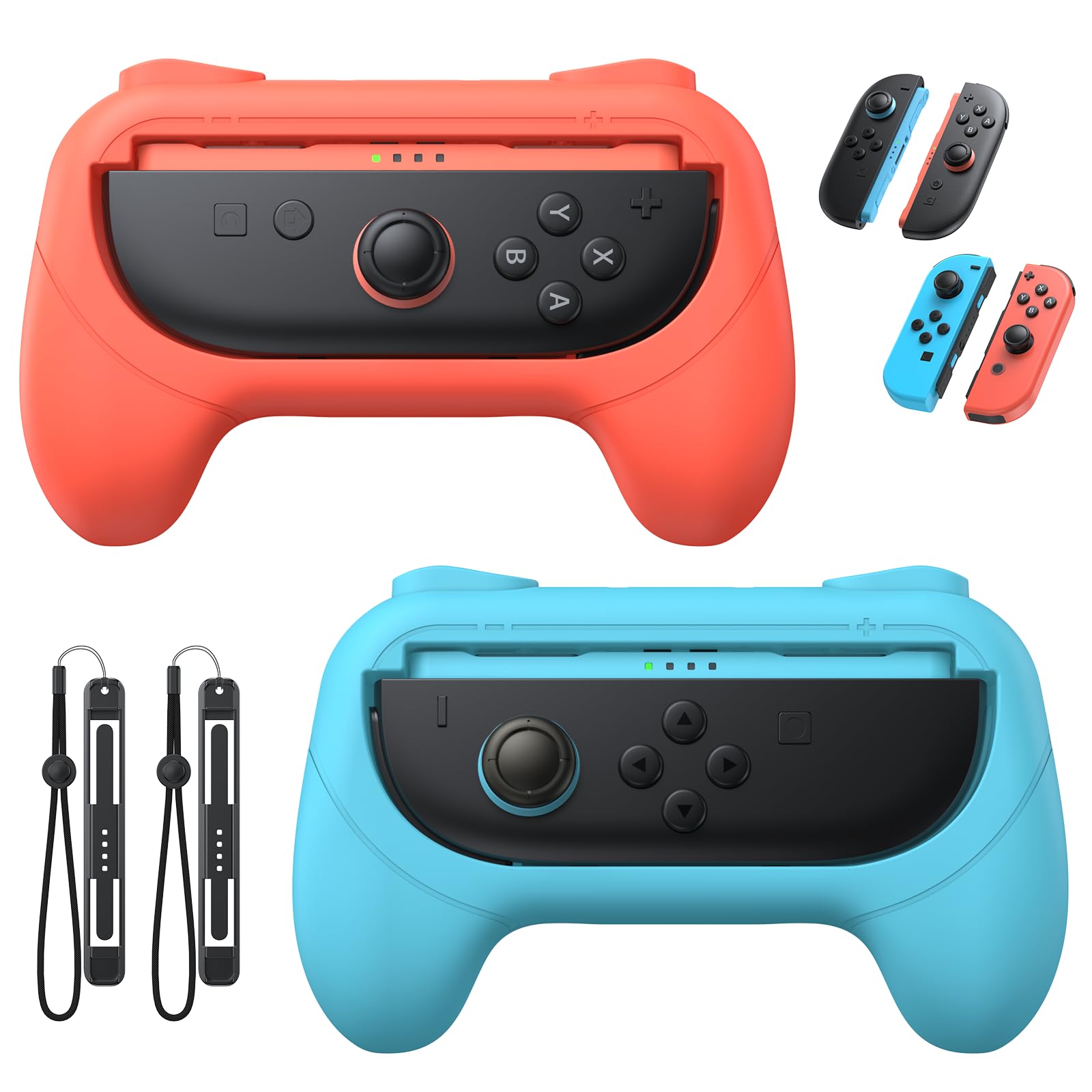 Photo 1 of [Switch 1/2 Compatible] FASTSNAIL Grips for Nintendo Switch 2 (2025)/1&OLED for Joy-Con 2, Wear-Resistant & Anti-Slip Controller Grips Handle Kit, Switch 2 Joypad Holder Accessories (Orange,Blue)