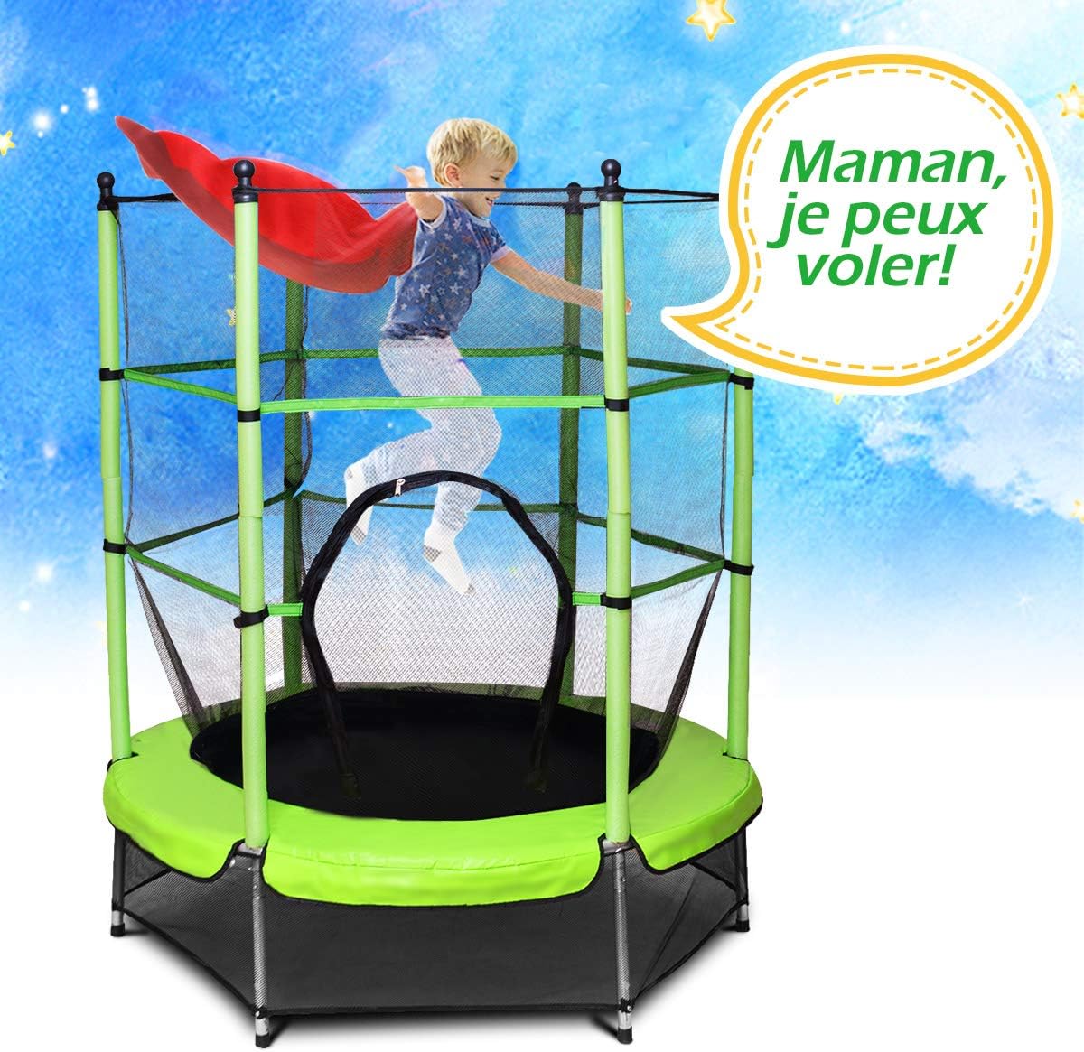 GOPLUS Trampoline Enfant, Trampoline Exterieur et Intérieuravec Filet