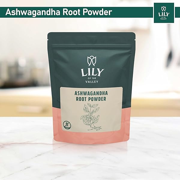 LILY OF THE VALLEY ASHWAGANDHA ROOT POWDER – WITHANIA SOMNIFERA – SOURCED FROM INDIA – NO FILLER NO ADDITIVES – INDIAN GINSENG VEGAN & GLUTEN FREE – PACKED IN RESEALABLE POUCH (16OZ, 453G)