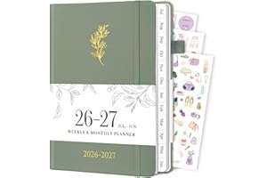 Planner 2026-2027, Weekly and Monthly Planner with Tabs from Jan 2026 - Dec 2026, A5 Hardcover Academic Calendar with Date fo