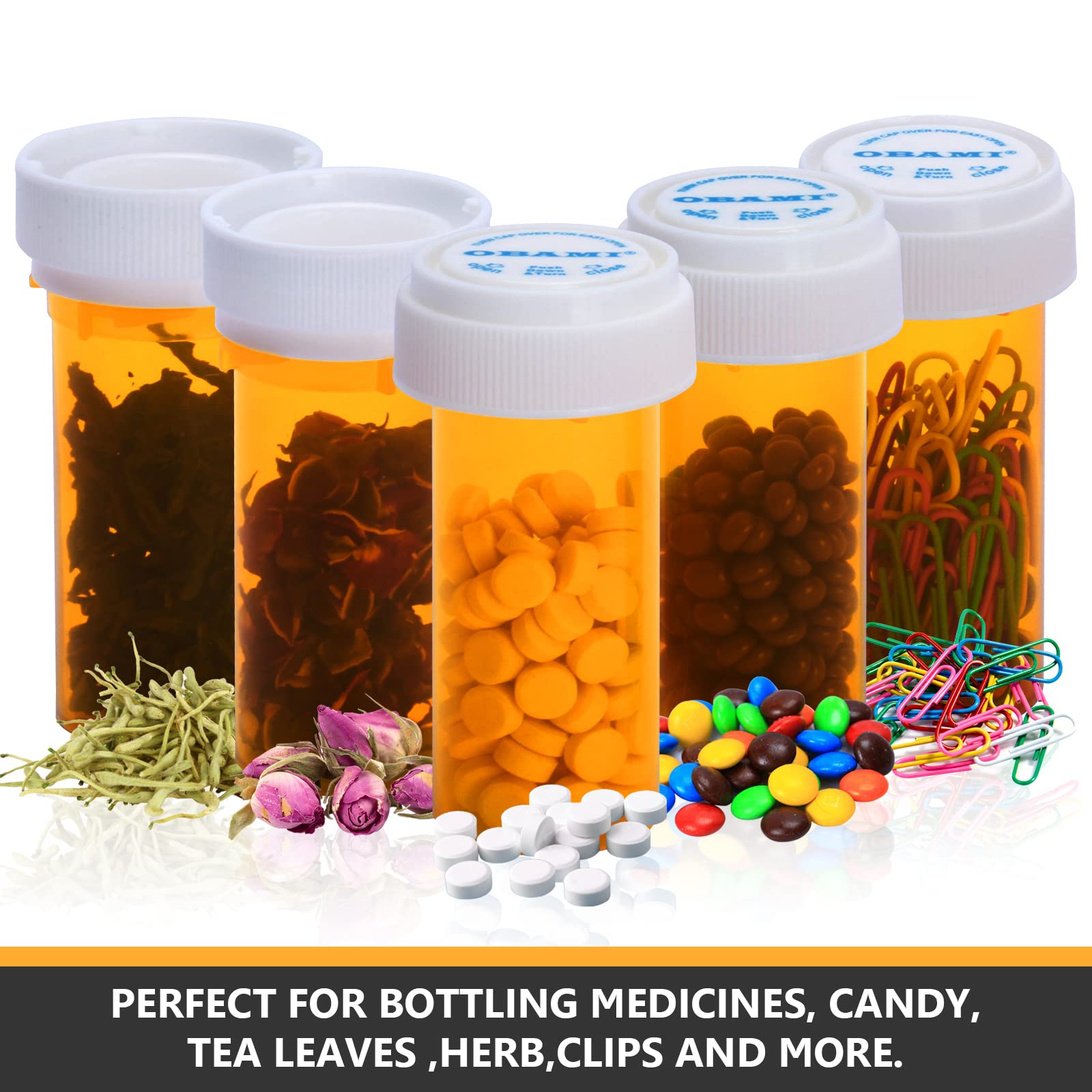 Plastic Empty Pill Bottles with Double Sided Use (Child Resistant & Easy Open) Caps - Medicine Container Pill Case Dispenser Organizers (8 Dram, 12pcs)