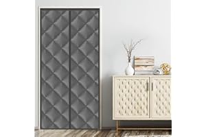 JOUALY Magnetic Thermal Insulated Door Curtain, Durable and Thickened Oxford Cloth Material, Convenient Access, Automatic Closing, Windproof, Rainproof, Soundproof, Suitable for Doors(Grey)