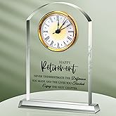 Landical Retirement Clock Gifts for Women Men Happy Desk Acrylic Clock Retirement Gifts for Boss Coworkers Farewell Going Away Gift for Retired Leader Teacher Office Home Desk Table Decor