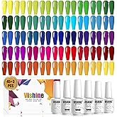 Vishine 48Pcs Gift Set Gel Nail Polish Kit Soak Off UV LED Nail Gel Polishes for Nail Art 8 ML/PC Pack of 48 Pretty Colors Se