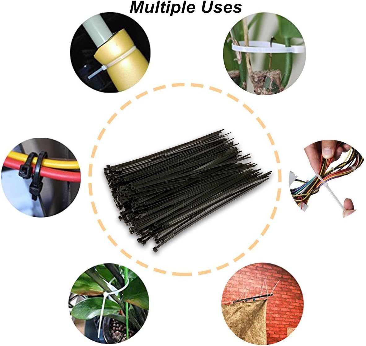 Cable Zip Ties,500 Packs Self-Locking 4+6+8+10+12-Inch Width 0.16inch Nylon Cable Ties,Perfect for Home,Office,Garage and Workshop (Black): Home Improvement