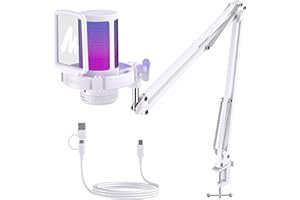 MAONO USB Gaming Microphone with Noise Cancellation, Computer PC Condenser Mic with RGB Light, Mute, Gain, Monitoring for Str