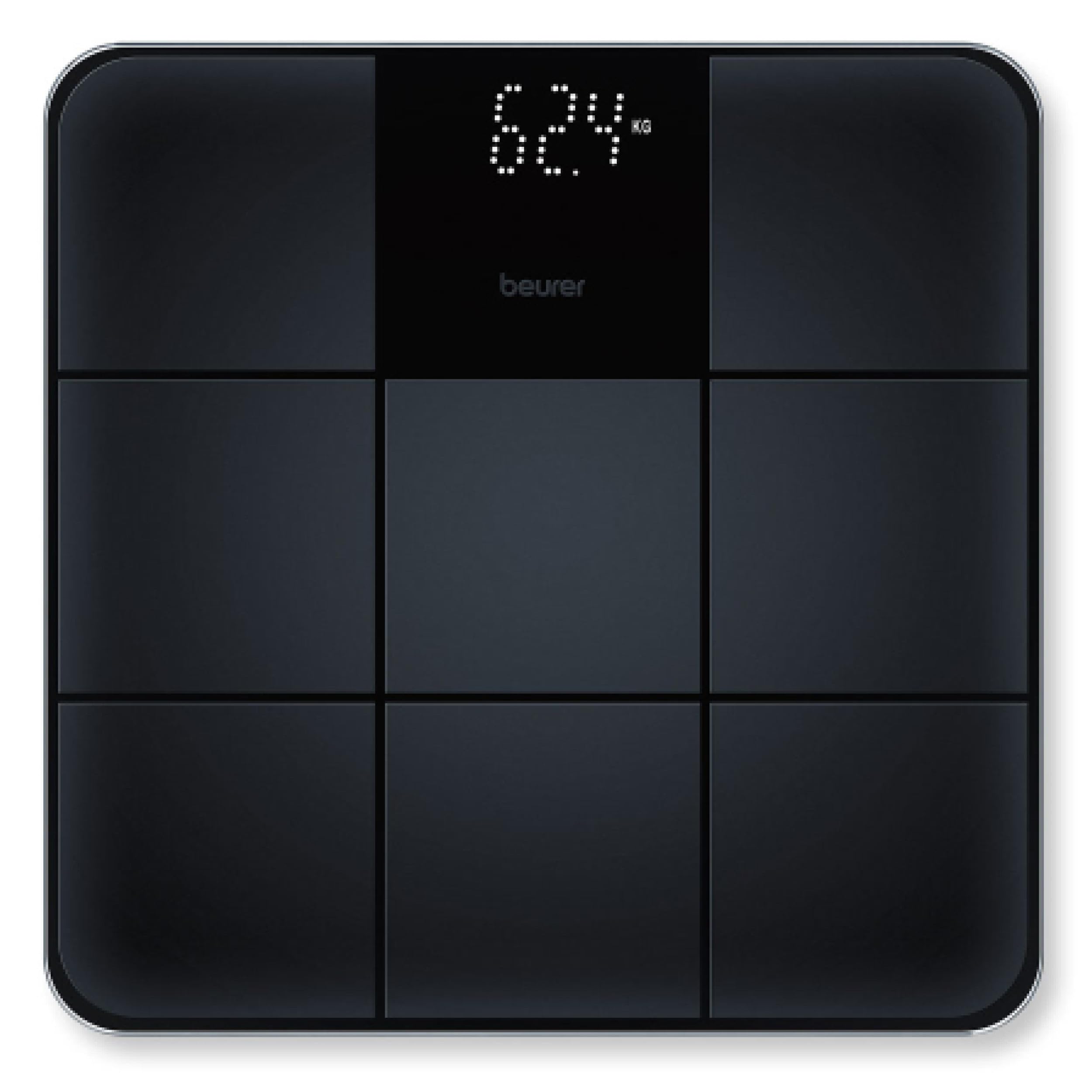 Beurer GS 235 glass scale, digital bathroom scale with Magic display, personal scale with non-slip surface in matt tile look, automatic switch-on and switch-off, black