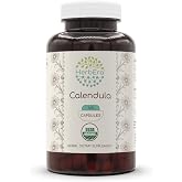 HerbEra Calendula USDA Organic 120 Capsules | Natural Herbal Supplement | Certified Organic Vegetarian Capsules and Organic Calendula officinalis Dried Flower (120 Capsules)