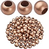 100pcs 20mm Gold Large Hole Natural Round Wooden Beads for DIY Jewelry Making and Home Decorations
