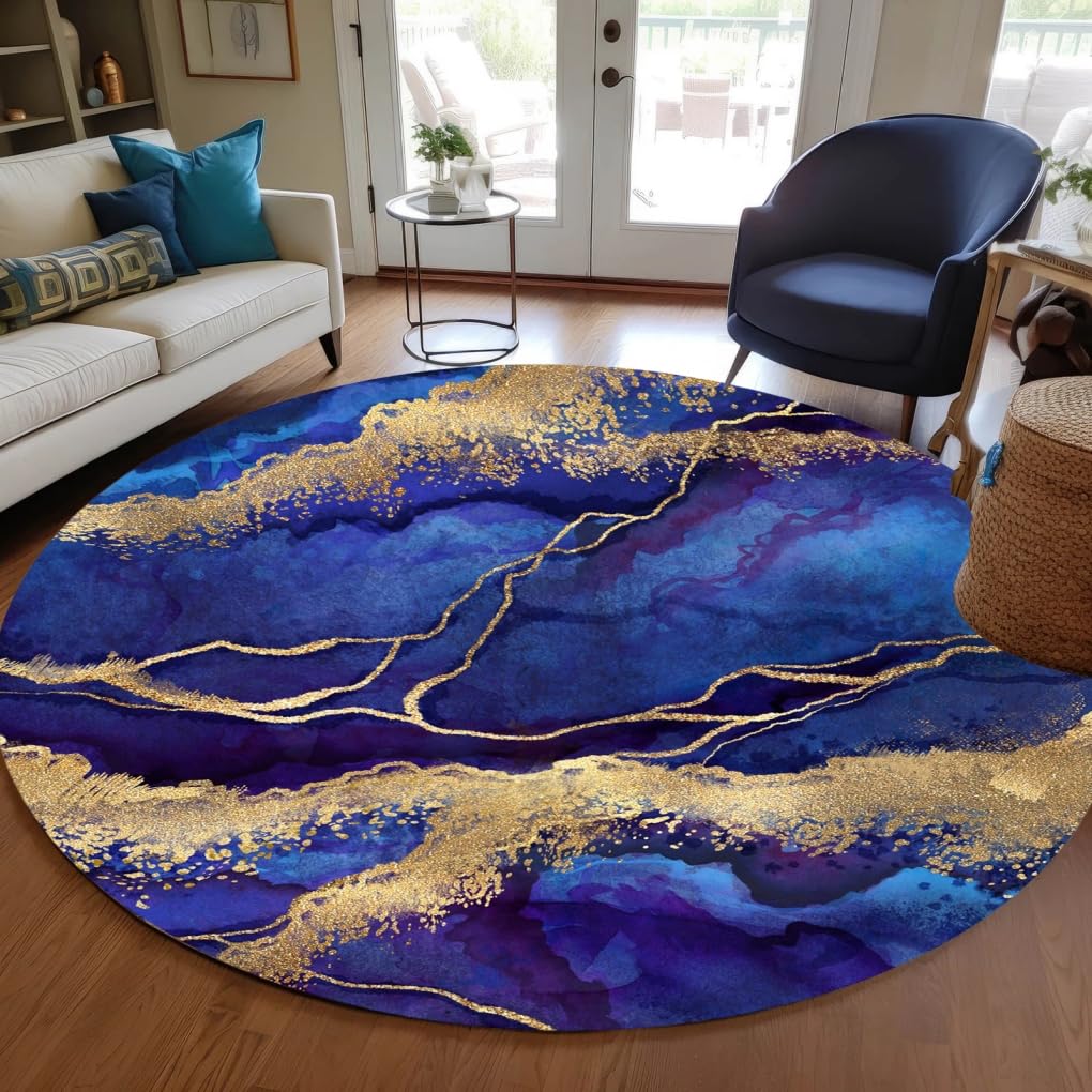 Royal Blue Gold Modern Abstract Marble Pattern