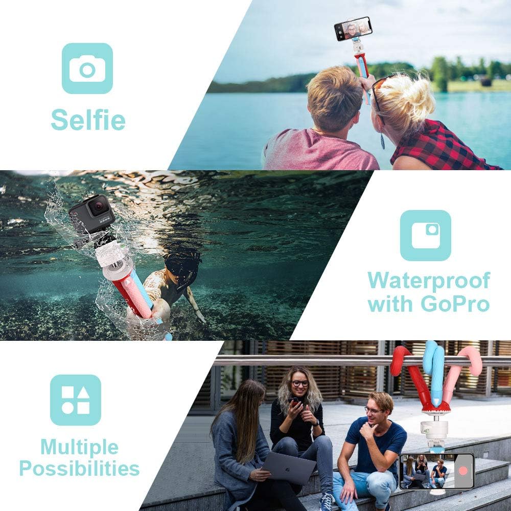 Fotopro Flexible Phone Tripod, Camera Tripod with Bluetooth Remote for iPhone Xs Max, Samsung Galaxy S9, Huawei P20 Pro, Camera Stand for Mirrorless DSLR Sony Nikon Canon/Tricolor : Camera & Photo