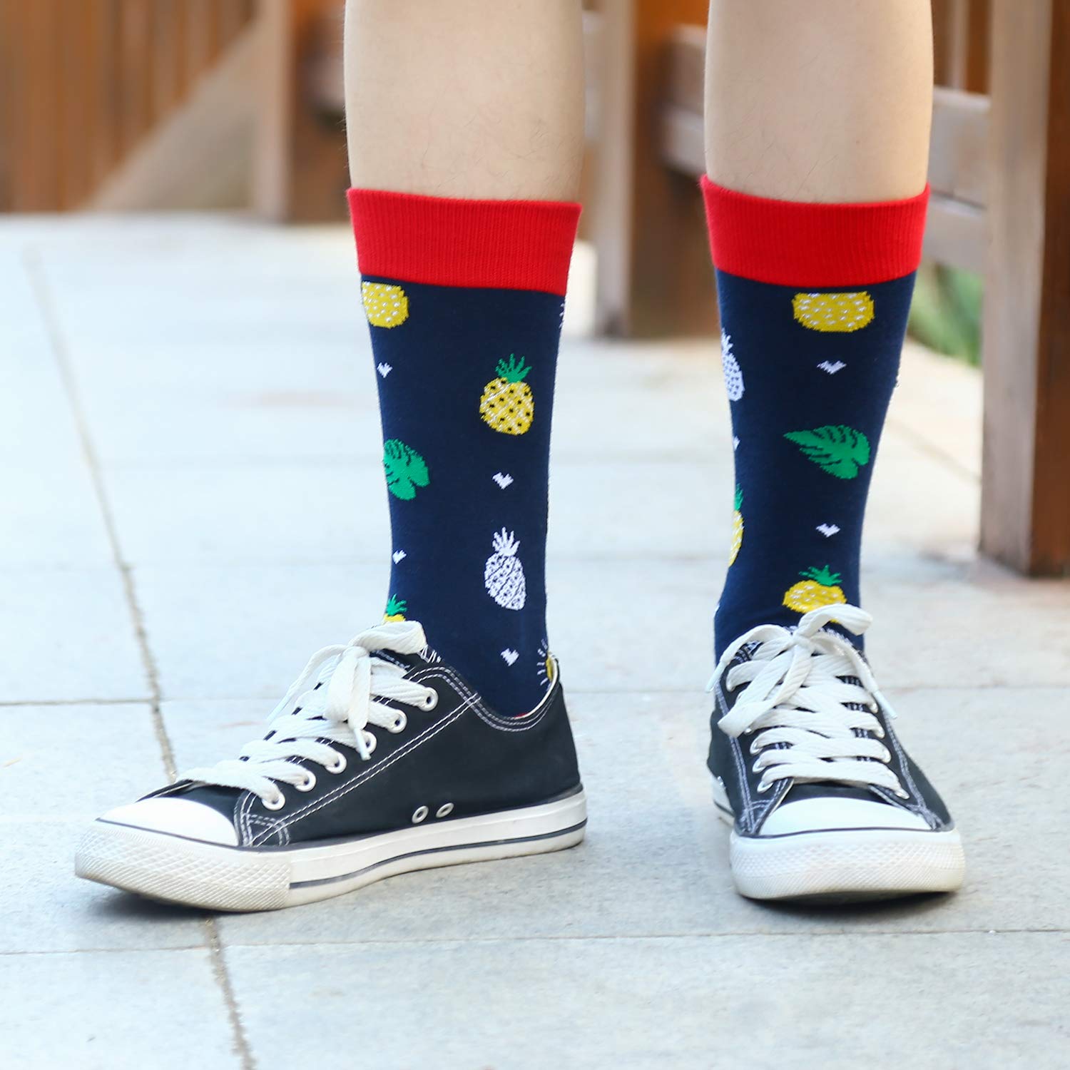 Mens Funny Novelty Crew Socks Crazy Pineapple Avocado Food Fruit Casual Dress Socks