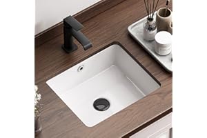 Rectangular Undermount Bathroom Sink, QISHKA 16" x 13.5" Ceramic Undercounter Vanity Sink White Porcelain Vessel Sink, Rectangle Wash Basin with Overflow for Restroom