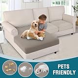BellaHills High Stretch Jacquard Sofa Seat Cushion Covers Taupe Chaise view 3