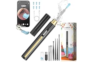 Kekoy Ear Cleaner with Camera for Christmas, 1296P HD Ear Wax Removal Tool Camera, WiFi Otoscope with Light for Ear Cleaning, Ear Endoscope for iOS & Android, with 8 pcs Ear Set (Gold)