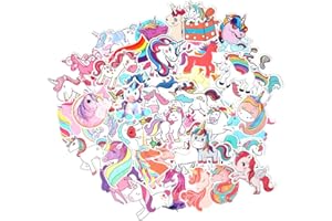 FNGEEN Unicorn Stickers 50pcs, Cute Girls Stickers Pack for Laptop Water Bottle Hydroflask Book Gifts Bag, Vinyl Waterproof Decals Rainbow Unicorn Decoration for Women Teens Luggage Scrapbooking Car