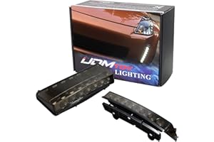 iJDMTOY Smoked Lens LED Daytime Running Lights Compatible with 2003-2005 Pre-LCI Nissan 350z, Direct Fit DRL Assy Powered by 7 Pieces High Power Xenon White LED Each Side