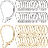 SUNNYCLUE 1 Box 100Pcs Real 24K Gold Plated Stainless Steel Earring Hooks Leverback Earring Findings French Ear Wires Earrings Clasps Lever Back Ear Hooks Leverbacks for Jewelry Making DIY Crafts