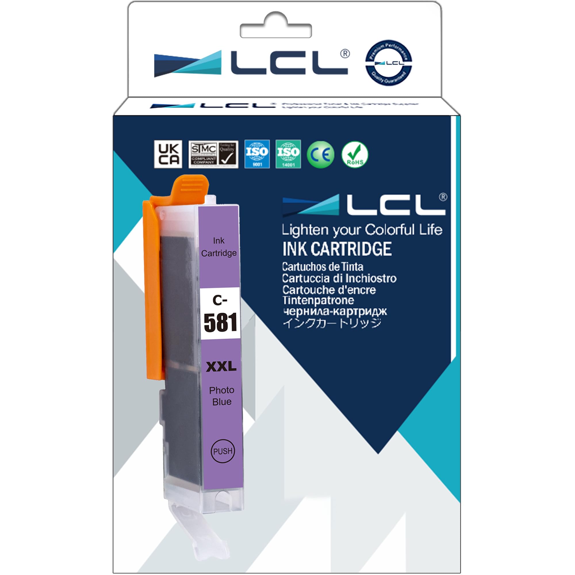 LCL Compatible Ink Cartridge CLI-581 CLI-581PB CLI-581XL CLI-581XXL PB 1999C001 12.5 ml (1Photo Blue) Replacement for Canon PIXMA TS8150 TS8151 TS8152 TS9150 TS9155 TS8250 TS8251 TS8252 Printer.