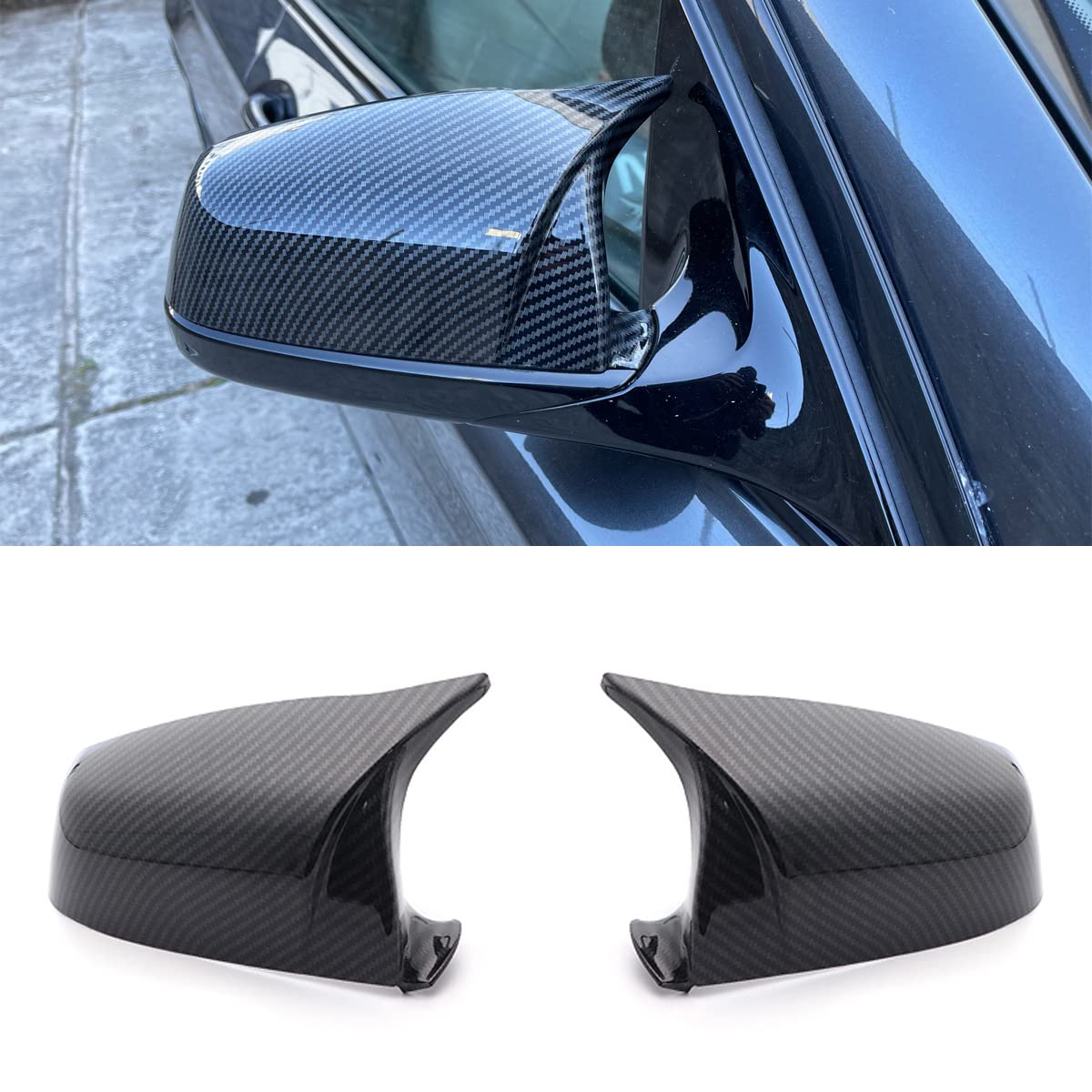 Photo 1 of Fouedy Horn caps M style Black side wing mirror Cap Cover for BMW 5 6 7 serie F01 F02 F03 F04 F06 F07 F11 F12 F13 (Carbon Fiber Look)