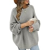 JPGLOV Womens Oversized Sweaters 2026 Fall Casual Batwing Sleeve Mock Neck Loose Chunky Knit Pullover Jumper Tops