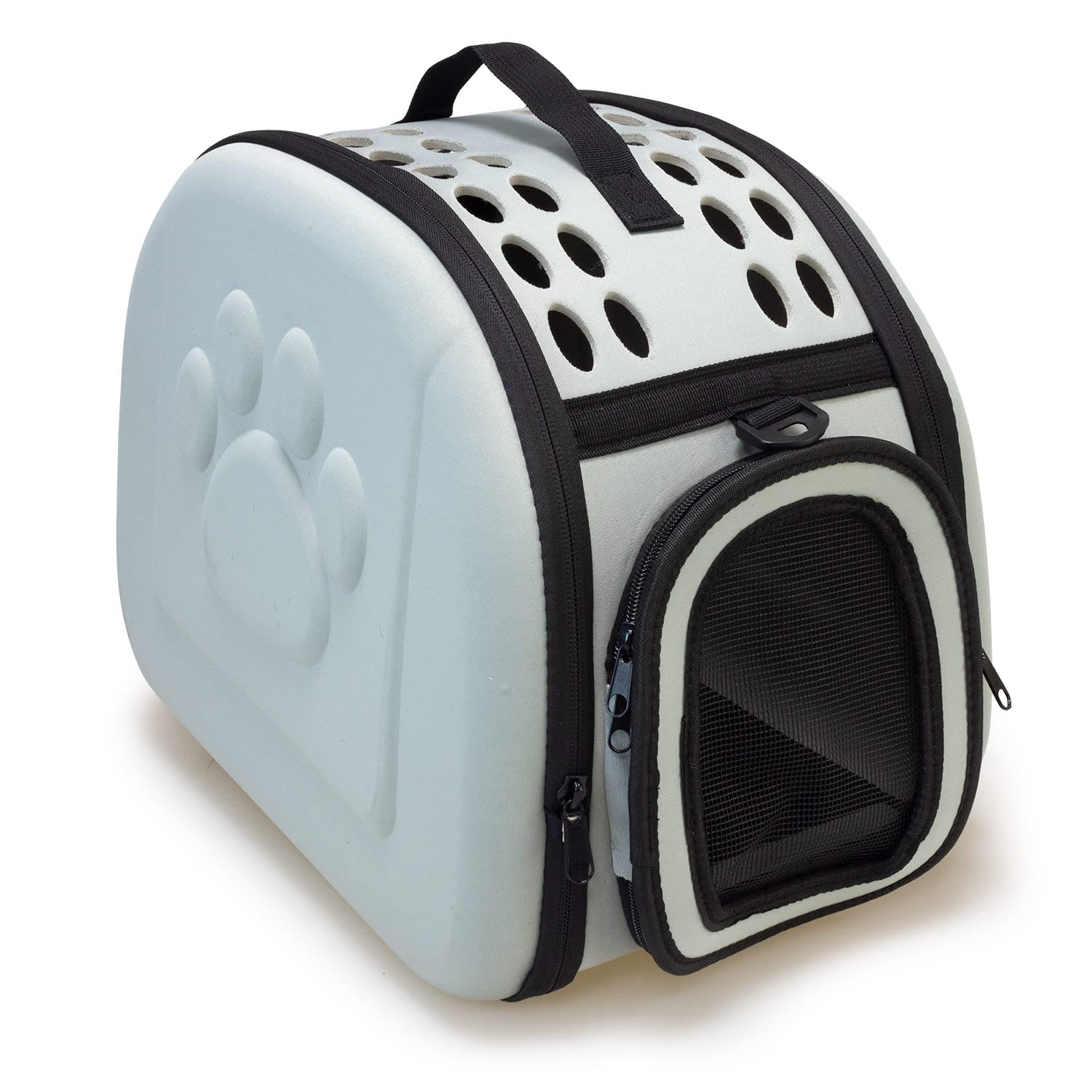 Arquivet Grey Folding Carrier for Small Pets, 42 x 27 x 32 cm, Adult Dogs, Puppies, Cats and Others, Backpack with Ventilation Grid for Dogs and Cats