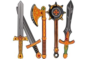 lausomile Foam Swords Weapons Toy for Boys - 17 inch Foam Sword Axe and Hammer Pack - Kids Pretend Playset
