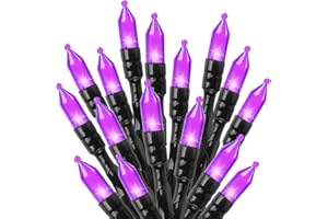 MINETOM Purple-Halloween-Lights-Outdoor, 33FT 100 LED Waterproof Christmas String Lights with 8 Lighting Modes, Connectable Halloween Decorations for Haunted House Ghost Holiday Party Xmas Tree Lights Decor