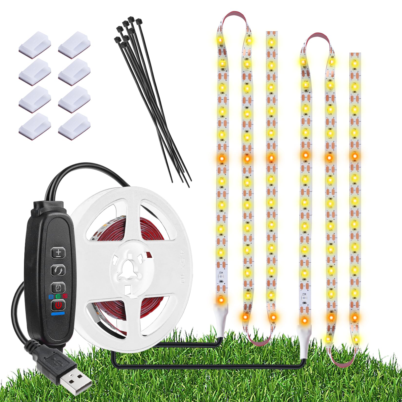 Grow Lights for Indoor Plants，120 LEDs Waterproof led Grow Lights Full Spectrum,USB Plug-in Dimmable Auto On/Off with 3 Timers Plant Light, for Indoor Plants Seeding Veg Flower Growing Lamp(6.56ft)