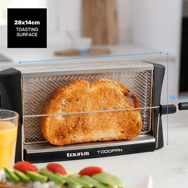 - Tostadora Horizontal 700W, Todo Tipo de Pan, Doble Área Tostado