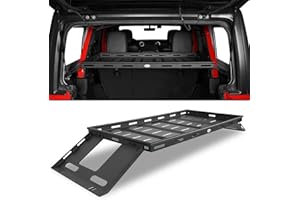 Hooke Road Rear Trunk Cargo Rack Basket Tray for 2007-2025 Jeep Wrangler JK JL 4-Door Hardtops, Sturdy Steel Shelf for Camping Trip Gear