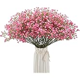 BOMAROLAN Artificial Baby Breath Flowers Fake Gypsophila Bouquets 12 Pcs Plastic Fake Real Touch Flowers for Wedding Decor DIY Home Party(Pink)