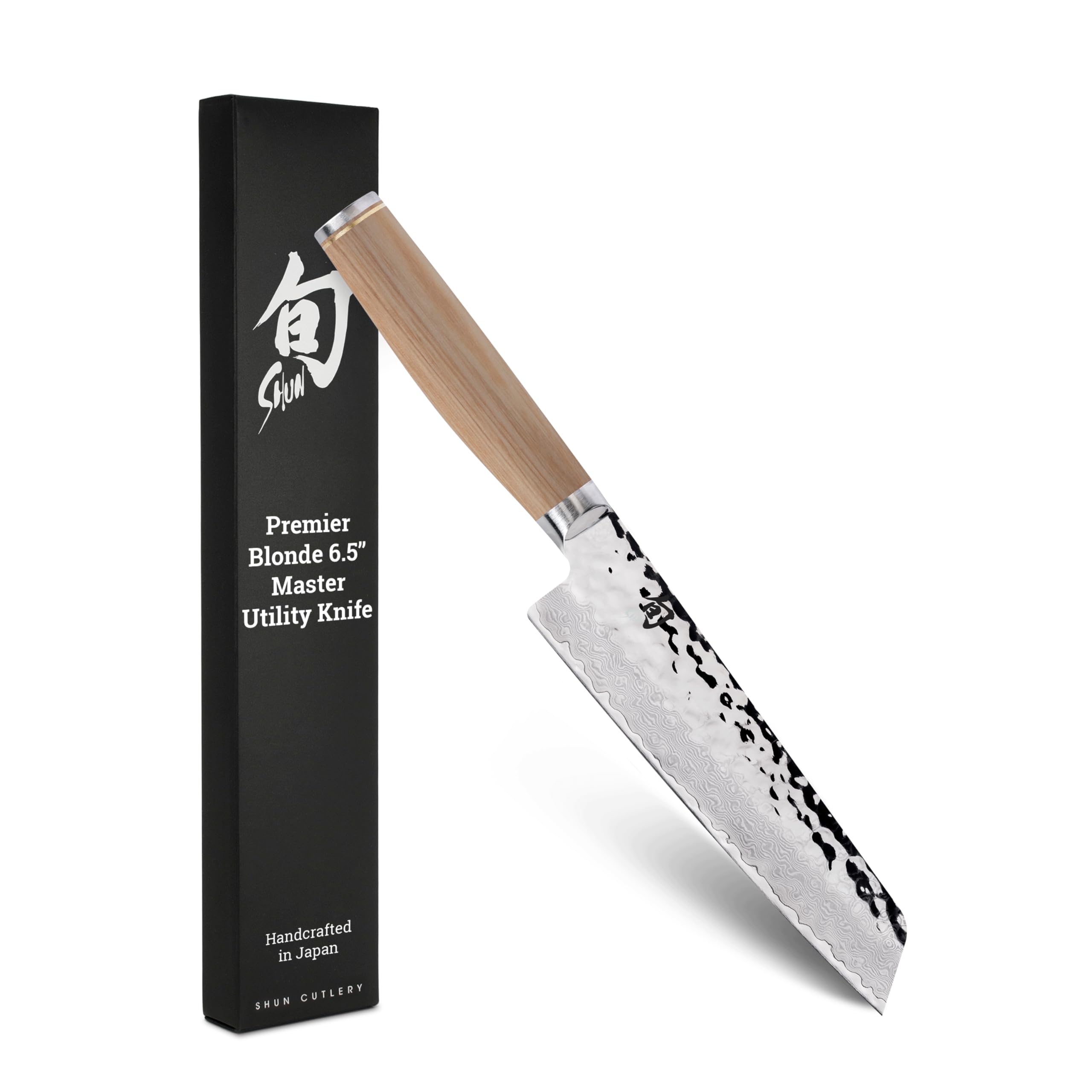 Photo 1 of Shun Premier Blonde 6.5" Master Utility Knife, Handcrafted Japanese Knife, VG-MAX Core with Damascus Stainless Steel Cladding, Pakkawood Handle, Precision and Sharpness for Professional and Home Chefs