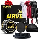 Goiple Wave Pomade for Men Strong Hold Easy Wash 360 Wave Training Hair Cream, Waves Grease for Men Promotes Layered Waves, Moisture, Control and Silky Shine Pomade Brushe Silky Durag Cap Set