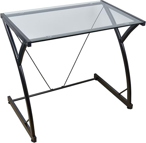 Schreibtisch für Laptop/Computer mit Glasplatte- Schwarz