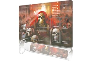 cyaboyibo MTG Playmat with Zones, MTG Playmat 24" x 14" TCG Card Playmats Stitched Edges Playmat for MTG with Storage Bag Smooth Surface Battle Game Playmat with Zones(Skull MTG Playmat)