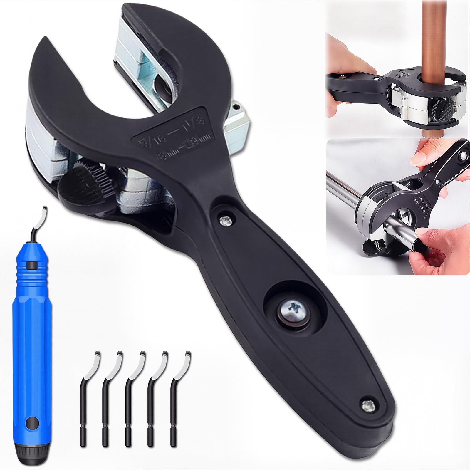 Photo 1 of Ratcheting Tubing Cutter, Copper Pipe Cutter, Tubing Cutter 5/16" To 1 1/8", 2 in 1-360° Close Quarters Tube Compact Cutter with Deburring Tool, Pex Cutter Tool for Cutting Copper and Metal Pipes.