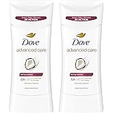 Dove Advanced Care Antiperspirant Caring Coconut, 2 Count Deodorant Stick for Women, for 48 Hour Protection And Soft And Comfortable Underarms, 2.6 oz