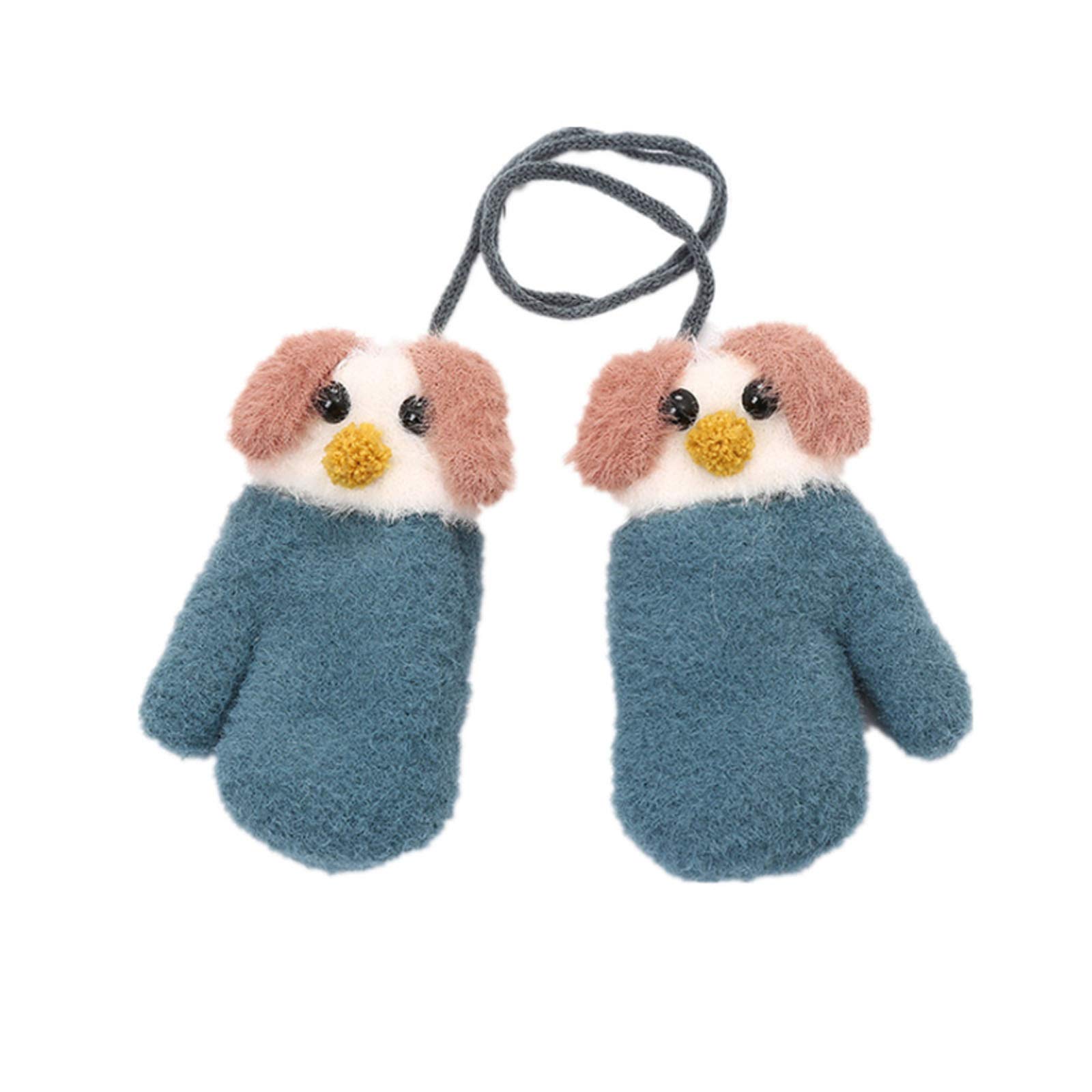 Baby Mittens on String Toddler Gloves Baby Snow Mittens Kids Winter Thick Thermal Full Finger Gloves Infant Baby Magic Gloves Mitts Warm Knitted Ski Snow Gloves for Boys Girls (Pink)