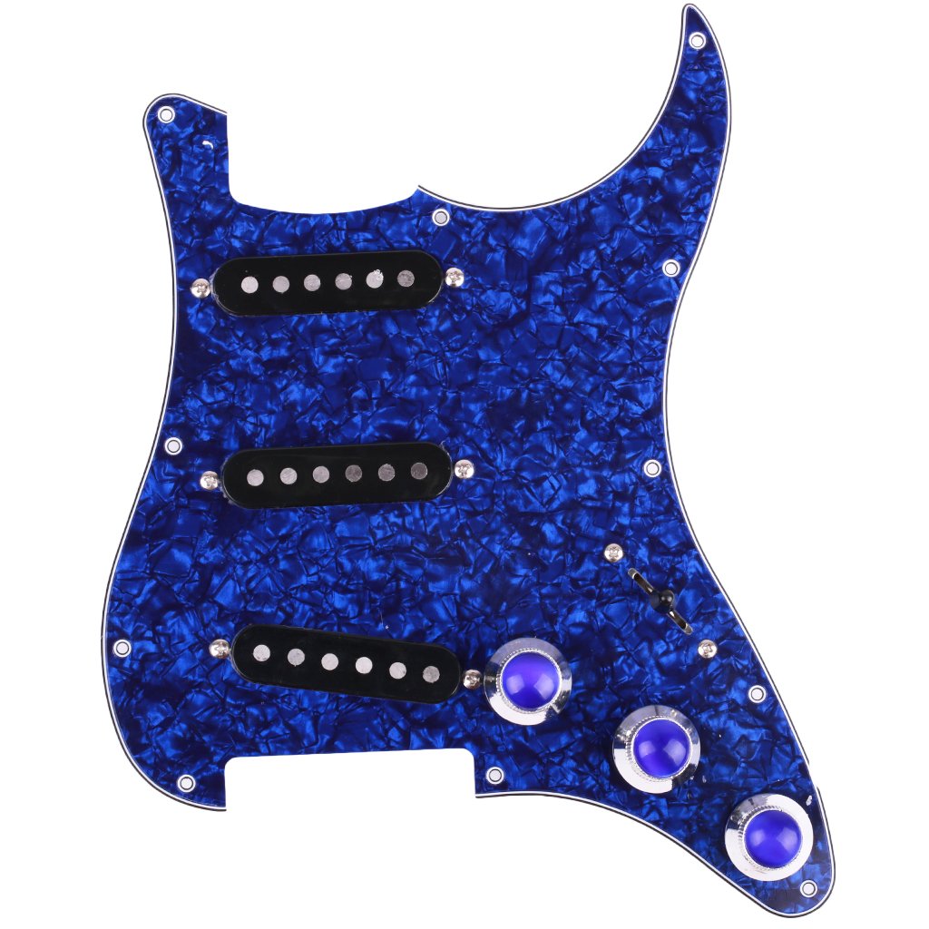 Fastmusic Blue Pearl Loaded Prewired Guitar Pickguard SSS
