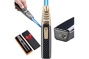 DAGIIK FireBlaze Powerful Adjustable Dual-Arc Torch Lighter, Fire Blaze Small Lightweight Pocket Lighter, Multifunction Outdoor Windproof Lighter, Instant Fire Starter for Camping, Hiking, BBQ (A, Gold)