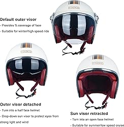 Open Face Motorcycle Helmet for Adults, DOT