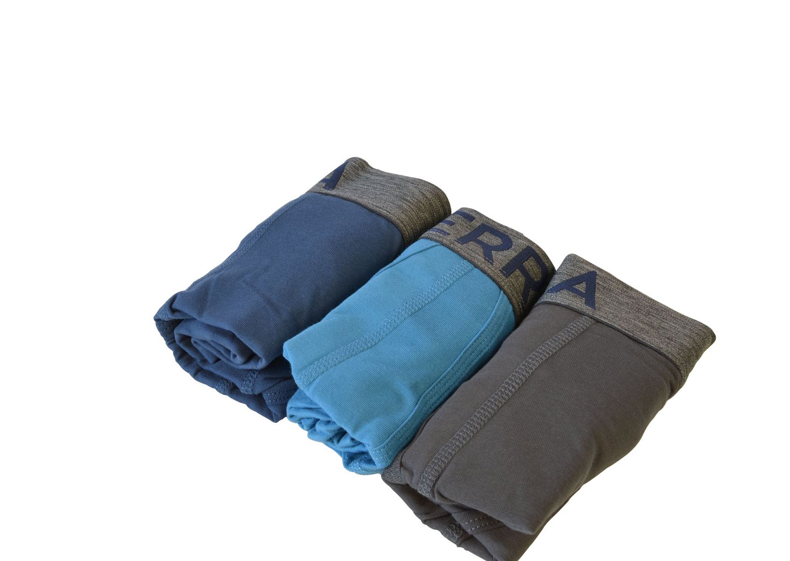 Terra Men\'s Cotton Classic Stretch Boxer Brief, Assorted Underwear, 3-Pack, Black/Grey Light Blue/Grey Dark Blue/Grey, X-Large