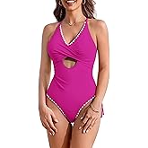 AI'MAGE Women One Piece Swimsuit 2025 Tummy Control Cutout Bathing Suit Wrap Tie Back Swimwear Shell Stitched