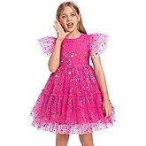 IMEKIS Toddler Kids Girls Confetti Stars Birthday Princess Dress Tulle Boho Cake Smash Photo Shoot Outfit for 3-10T
