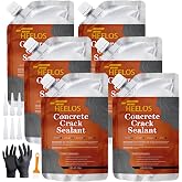 Concrete Crack Filler Self Leveling,6 Pack Slab Concrete Crack Sealant, High Elasticity Cement Crack Filler Repair Sealer, Waterproof Sealing Caulking Adhesive for Driveway, Patio, Sidewalk(Grey)