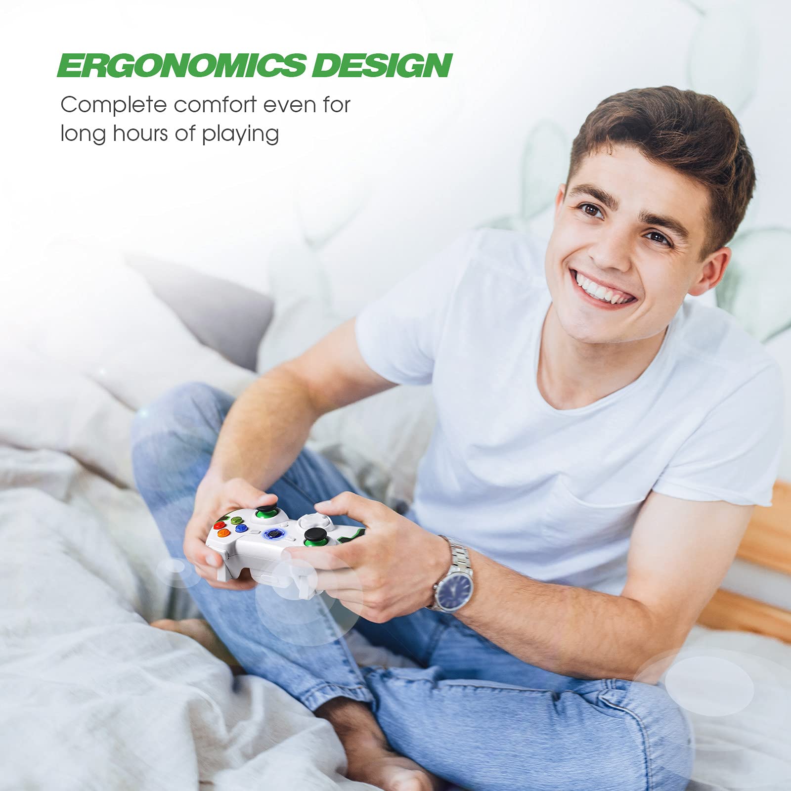 EasySMX Wireless Controller for PS3, PC Gamepads with Vibration Fire Button Range up to 10m Support PC (Windows XP/7/8/8.1/10), PS3, Android TV Box Portable Gaming Joystick